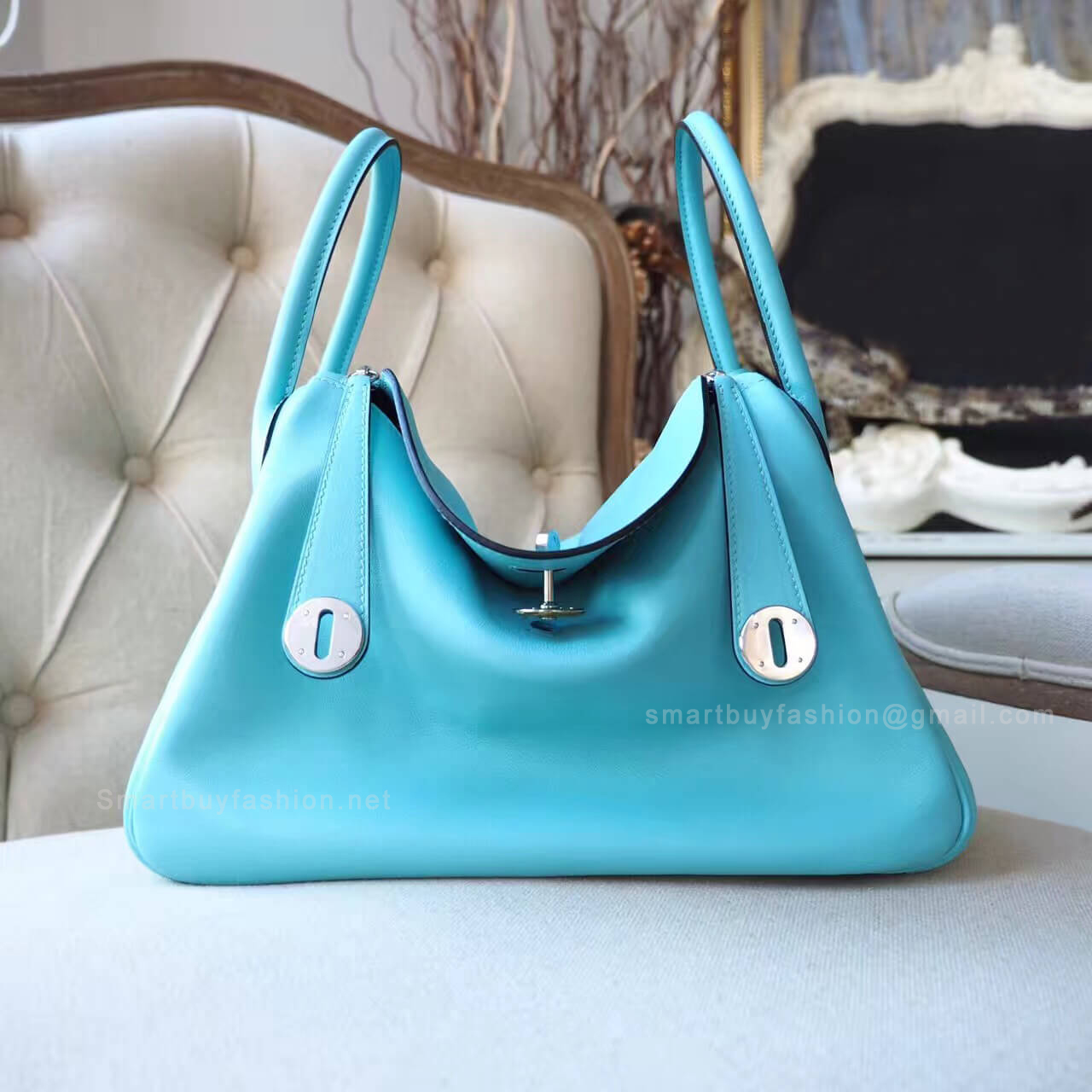 Hermes Lindy 30 Bag in 3p Blue Atoll Swift PHW